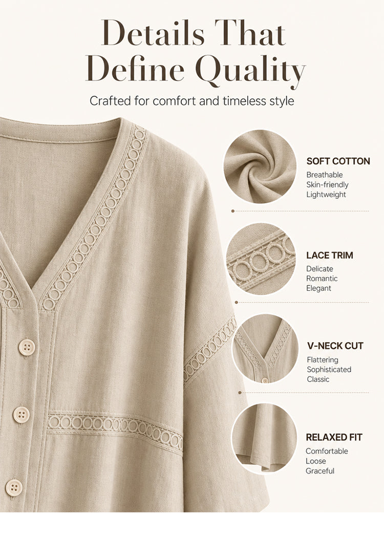 Bettina Todaro™ Elegant V-neck Lace Blouse for Everyday