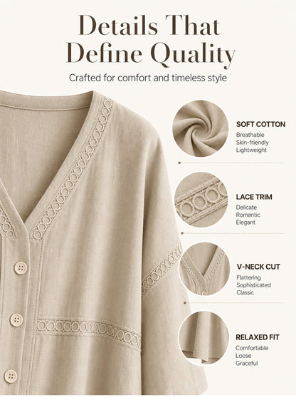 Bettina Todaro™ Elegant V-neck Lace Blouse for Everyday