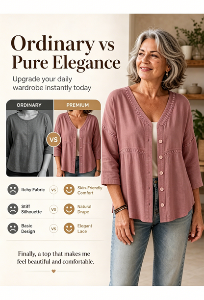Bettina Todaro™ Elegant V-neck Lace Blouse for Everyday