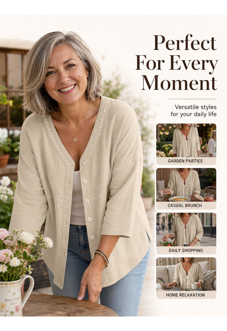 Bettina Todaro™ Elegant V-neck Lace Blouse for Everyday