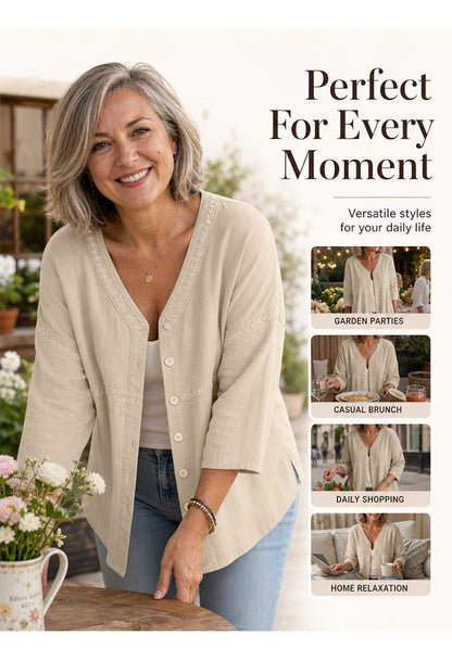 Bettina Todaro™ Elegant V-neck Lace Blouse for Everyday