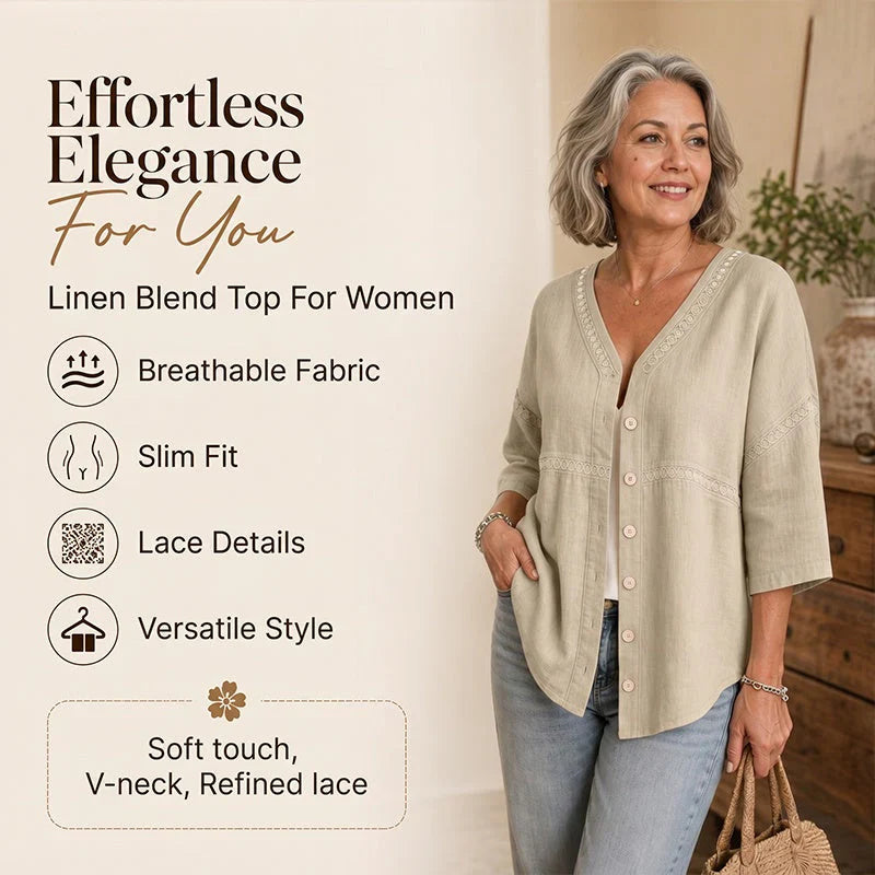 Bettina Women's V-neck Lace Blouse with Buttons - main front product view
