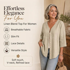 Bettina Todaro™ Elegant V-neck Lace Blouse for Everyday