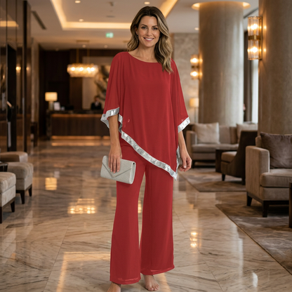 Bianca Marchetti™ Elegant Sequin Poncho and Wide-Leg Pants Set