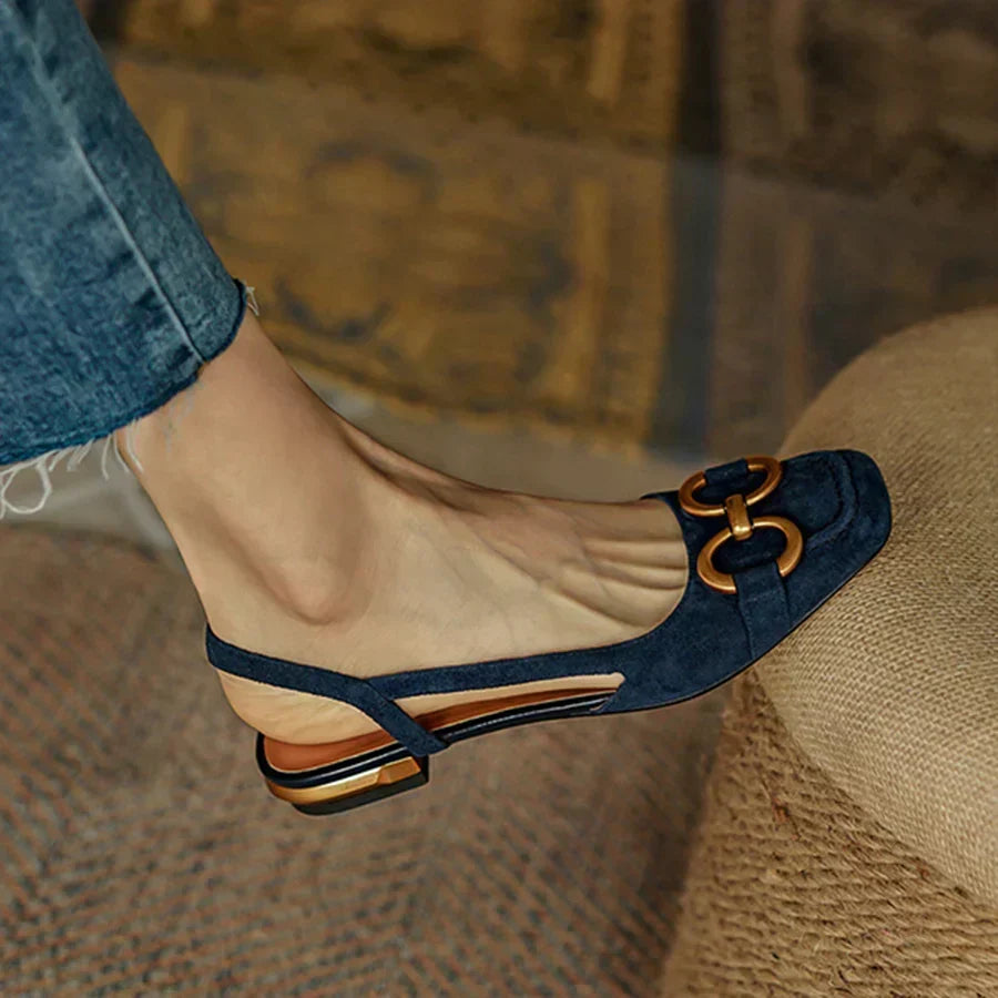 Brenna™ Orthopedic Leather Buckle Sandals - main product view of leather sandals with buckle strap