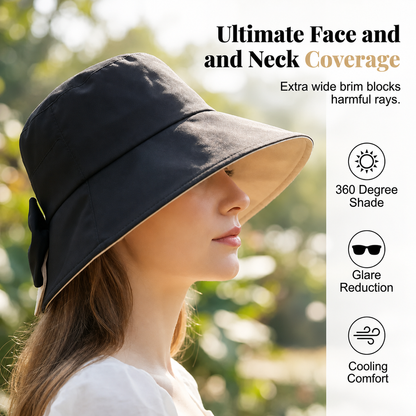Brielle Sole™ Bowknot Wide Brim Hat for Sun Protection