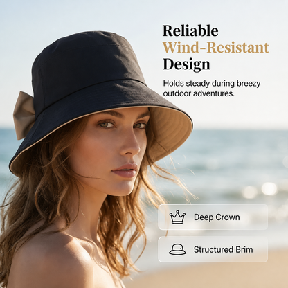Brielle Sole™ Bowknot Wide Brim Hat for Sun Protection