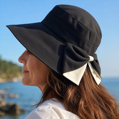 Brielle Sole™ Bowknot Wide Brim Hat for Sun Protection