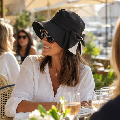 Brielle Sole™ Bowknot Wide Brim Hat for Sun Protection