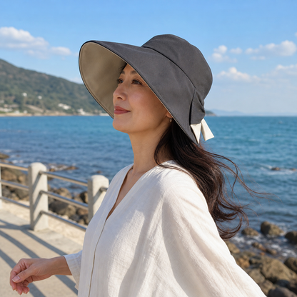 Brielle Sole™ Bowknot Wide Brim Hat for Sun Protection