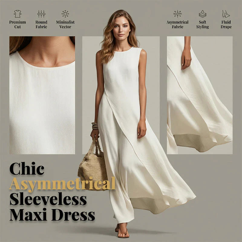 Brunella Chic Asymmetrical Sleeveless Maxi Dress - main front product view