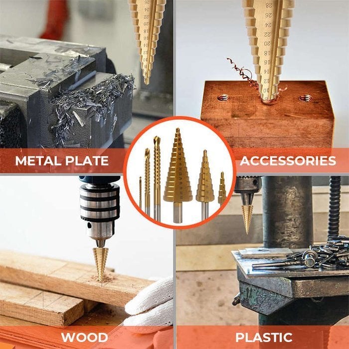 Turbo Bore™ Titanium drill bit set for drilling in metal, 6 pcs