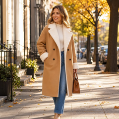 Calogera Milani™ Elegant Long Coat with Soft Collar