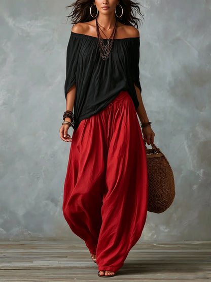 Camilla Fluid Off-Shoulder Co-ord Set - main front view of the two-piece set