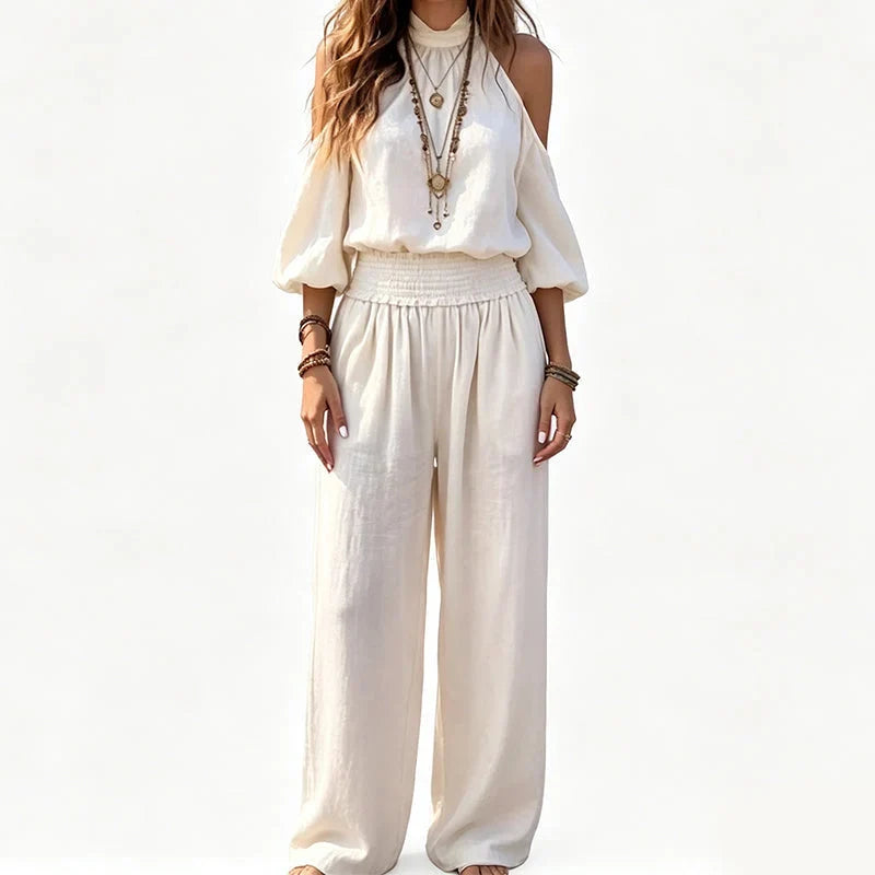 Candida Bartolomei™ Cold Shoulder Halter Top for Effortless Summer Style