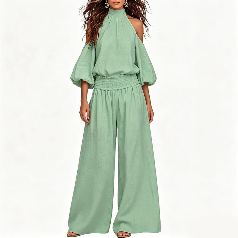 Candida Bartolomei™ Cold Shoulder Halter Top for Effortless Summer Style