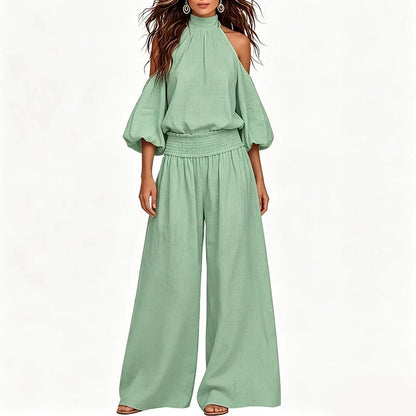 Candida Bartolomei™ Cold Shoulder Halter Top for Effortless Summer Style