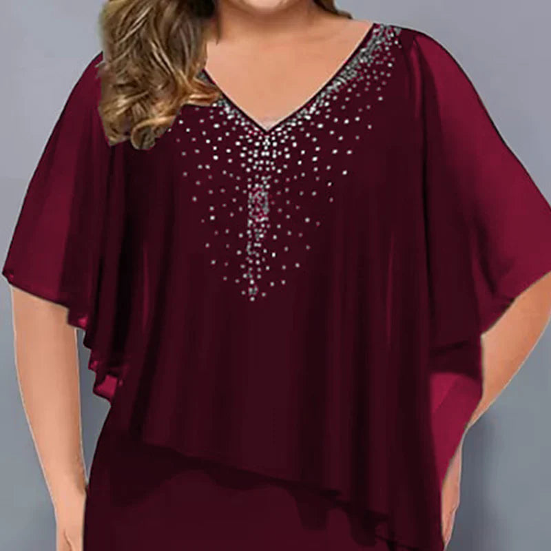 Candida Scaglione™ Elegant Rhinestone Dress that Flatters Curves