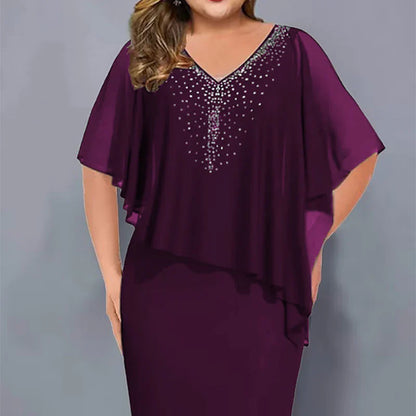 Candida Scaglione™ Elegant Rhinestone Dress that Flatters Curves