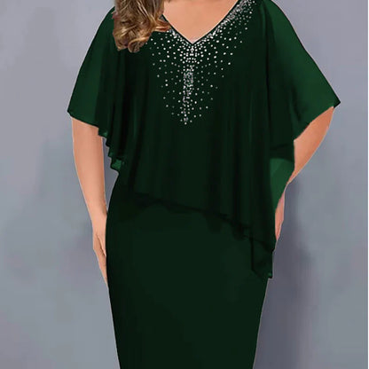 Candida Scaglione™ Elegant Rhinestone Dress that Flatters Curves
