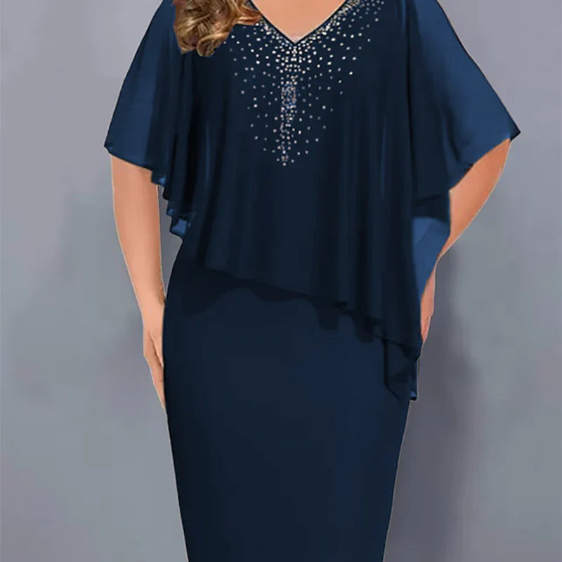 Candida Scaglione™ Elegant Rhinestone Dress that Flatters Curves