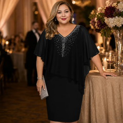 Candida Scaglione™ Elegant Rhinestone Dress that Flatters Curves