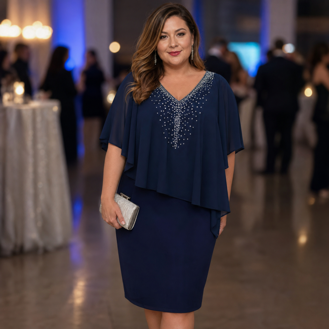 Candida Scaglione™ Elegant Rhinestone Dress that Flatters Curves