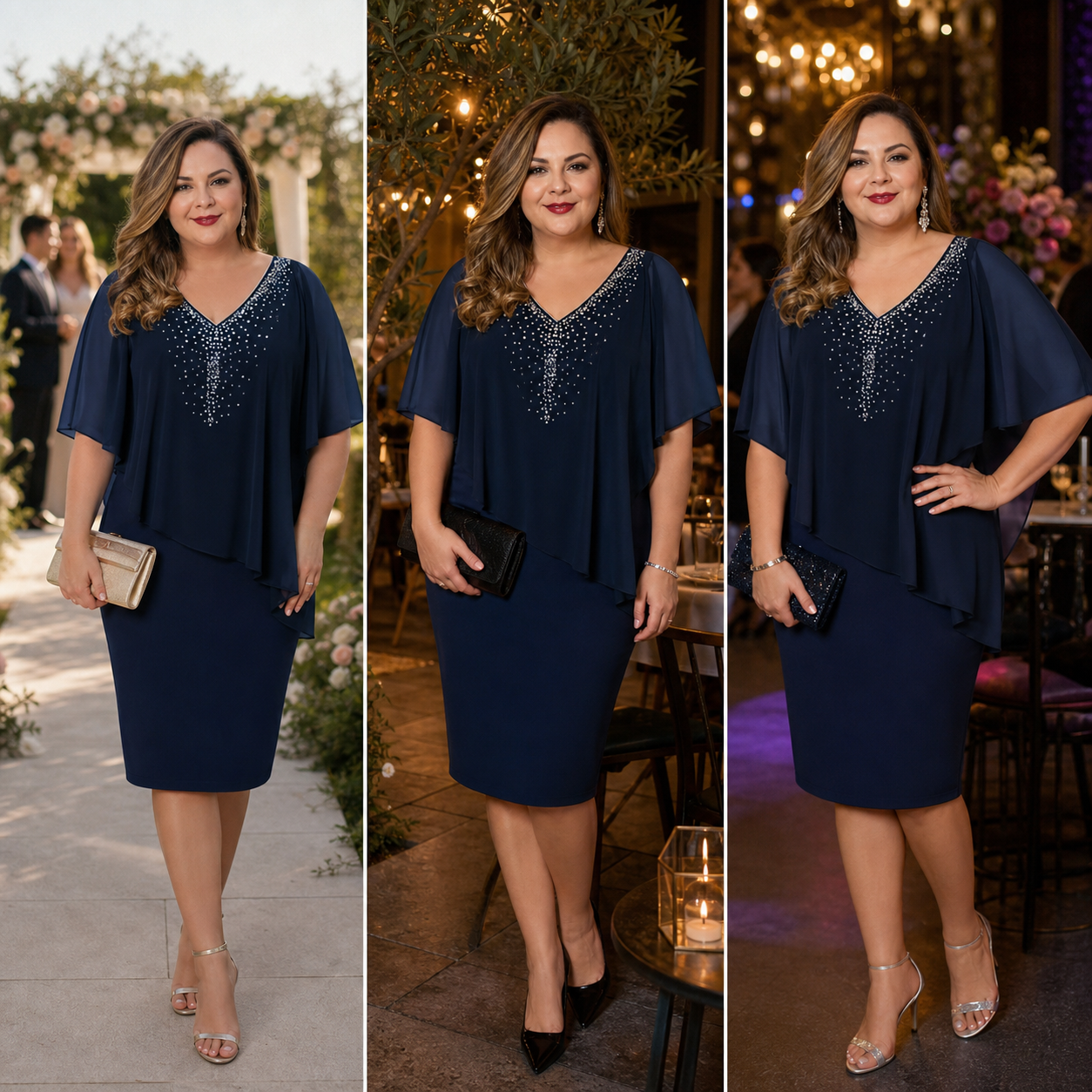 Candida Scaglione™ Elegant Rhinestone Dress that Flatters Curves