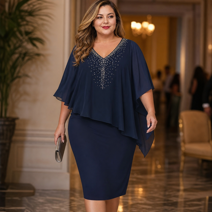 Candida Scaglione™ Elegant Rhinestone Dress that Flatters Curves