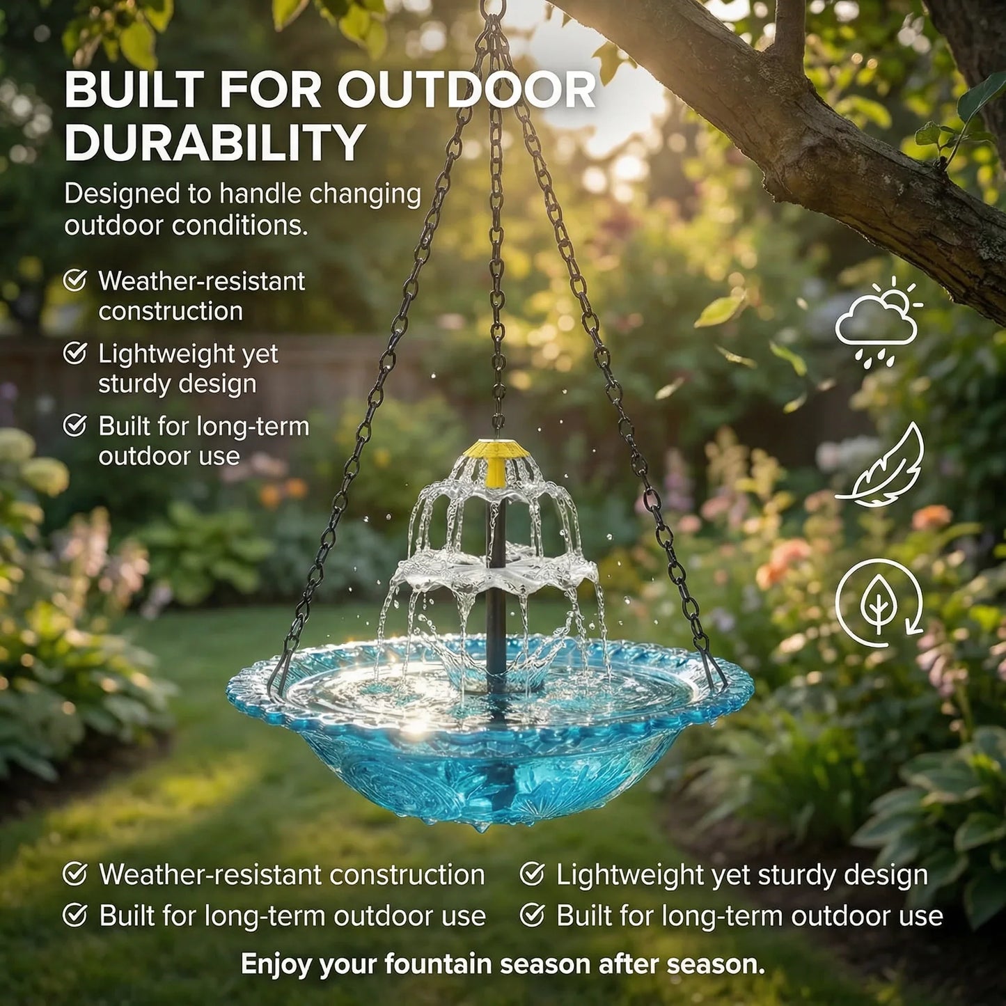 Cascadelle™ Solar Powered Cascading Bird Bath Fountain