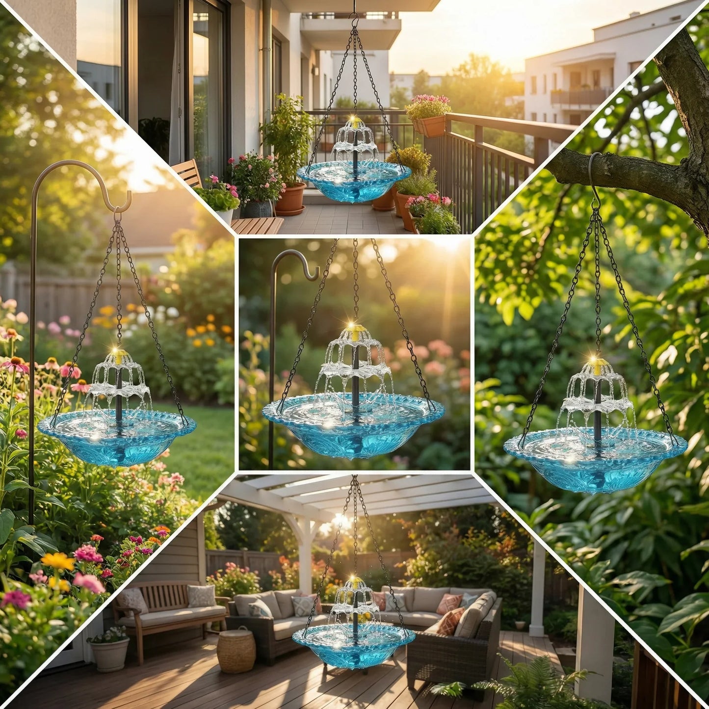 Cascadelle™ Solar Powered Cascading Bird Bath Fountain