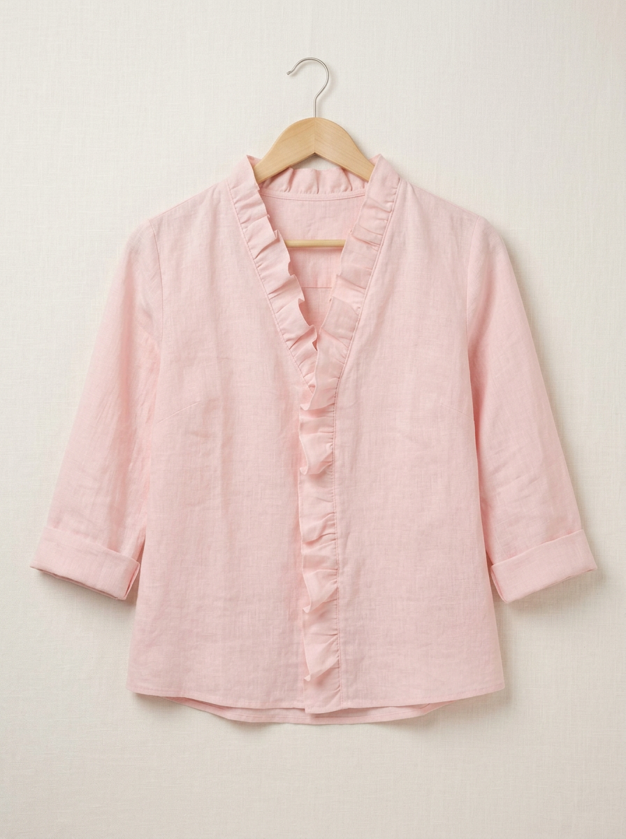 Caterina Conti™ Soft Ruffle V-Neck Casual Blouse