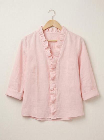 Caterina Conti™ Soft Ruffle V-Neck Casual Blouse