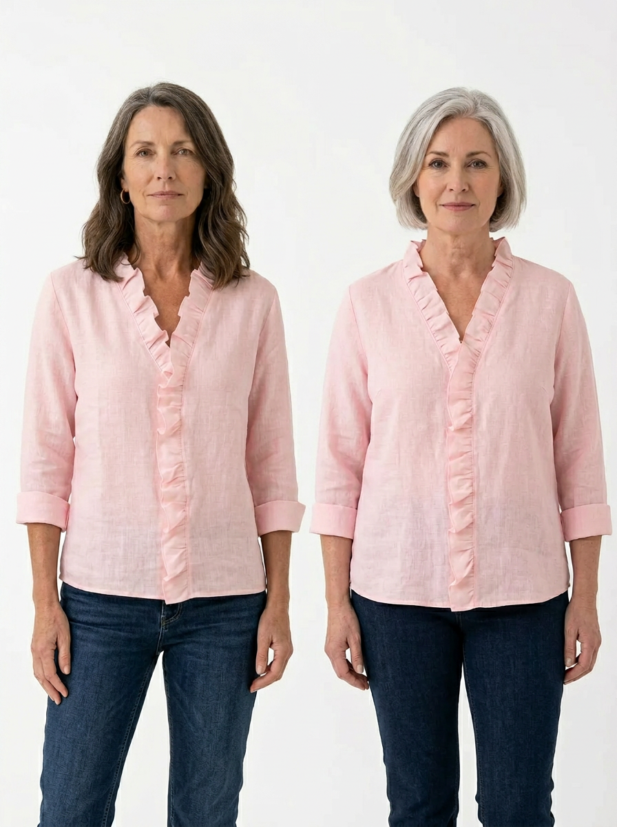 Caterina Conti™ Soft Ruffle V-Neck Casual Blouse