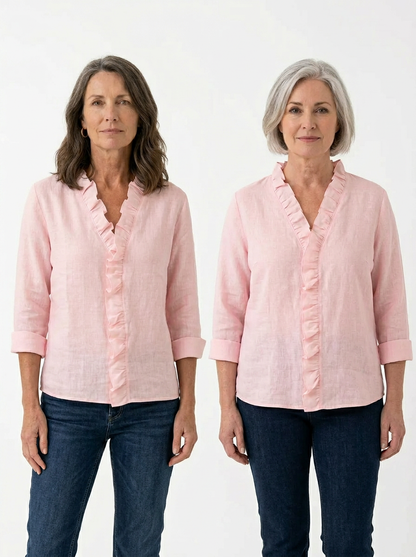 Caterina Conti™ Soft Ruffle V-Neck Casual Blouse