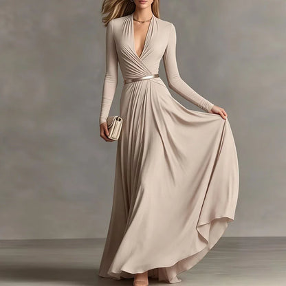 Caterina Sportelli™ Flowy V-Neck Maxi Dress for Special Occasions