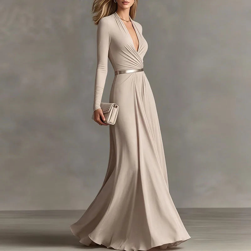 Caterina Sportelli™ Flowy V-Neck Maxi Dress for Special Occasions