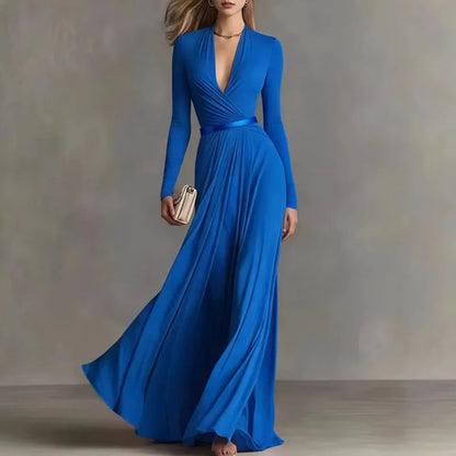 Caterina Sportelli™ Flowy V-Neck Maxi Dress for Special Occasions