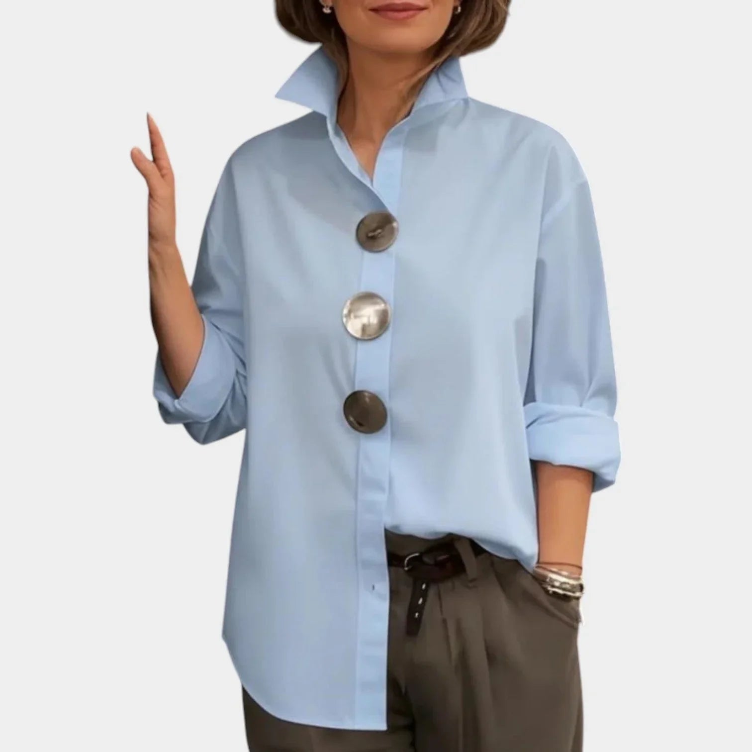 Cecilia Statement Button Oversized Blouse - main front product view