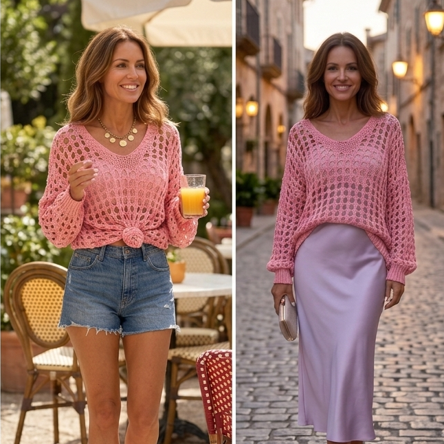 Celeste Avellino™ Breathable Crochet Knit Top