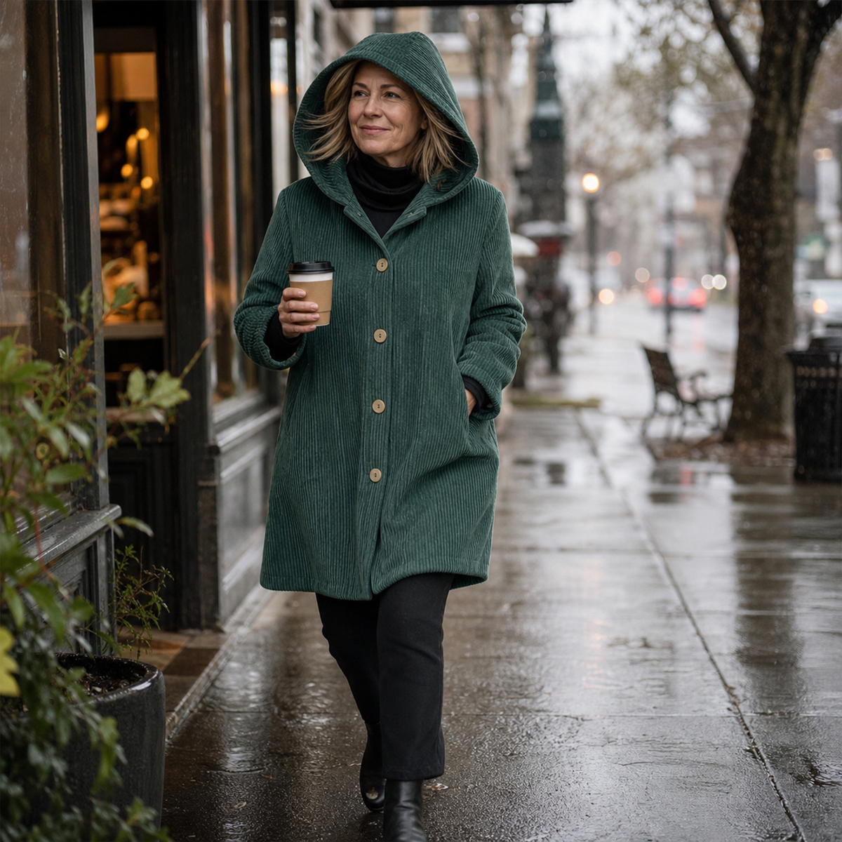 Clementina Cascio™ Hooded Coat for Effortless Fall Style