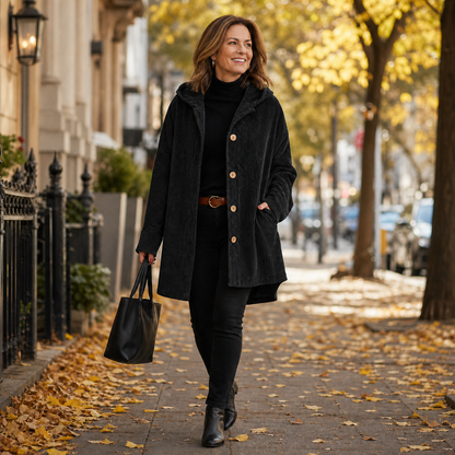 Clementina Cascio™ Hooded Coat for Effortless Fall Style