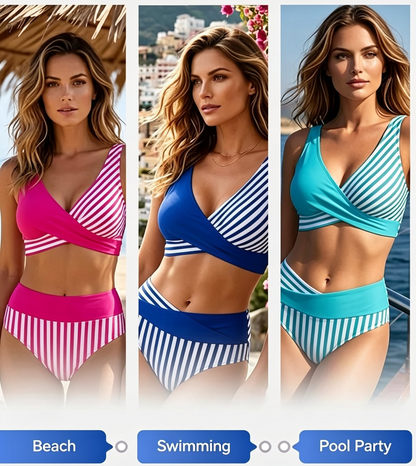 Colorvine™ Color Block Bikini for Confident Curves