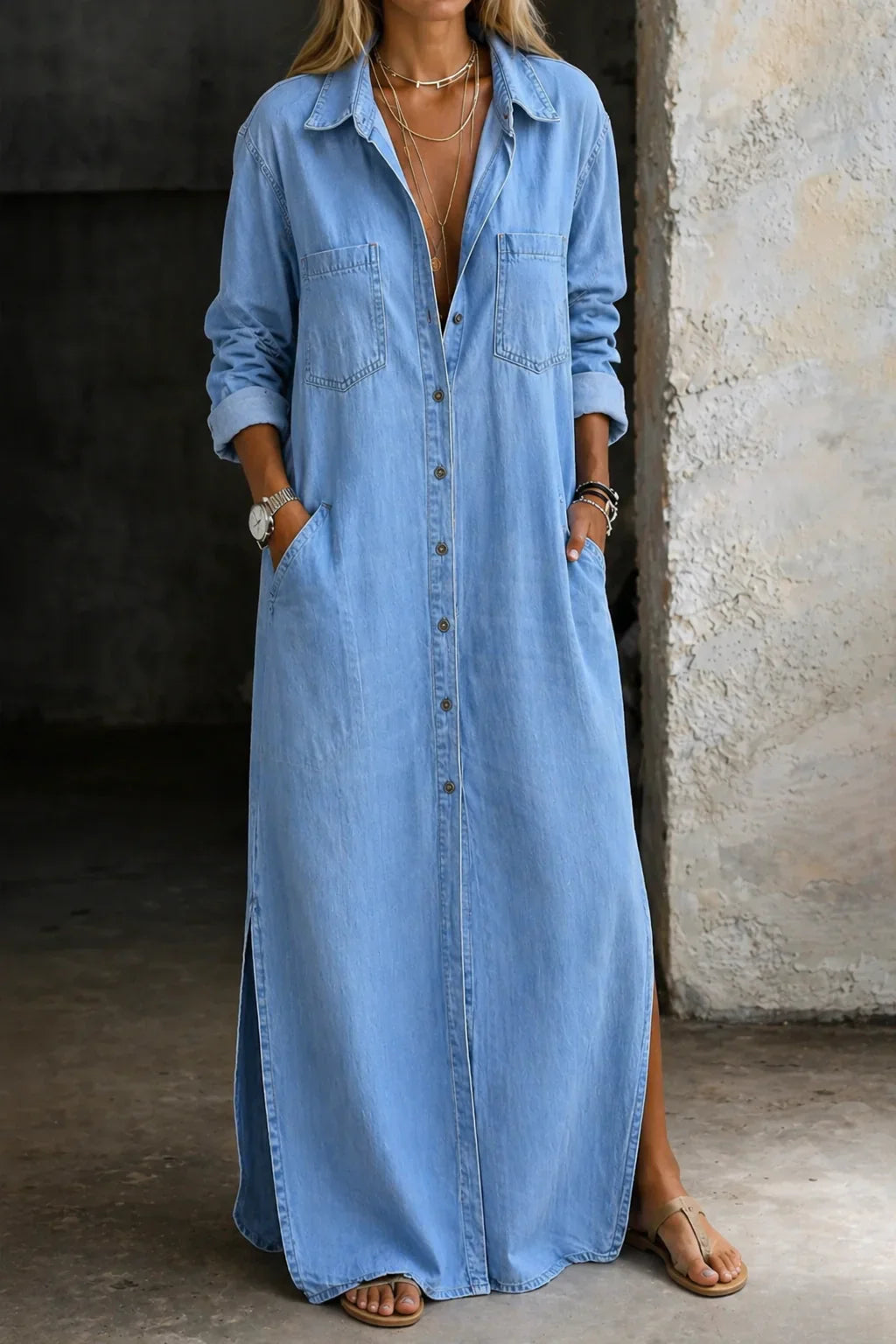 Concetta Iorizzo™ Versatile Split Denim Dress, Day to Night
