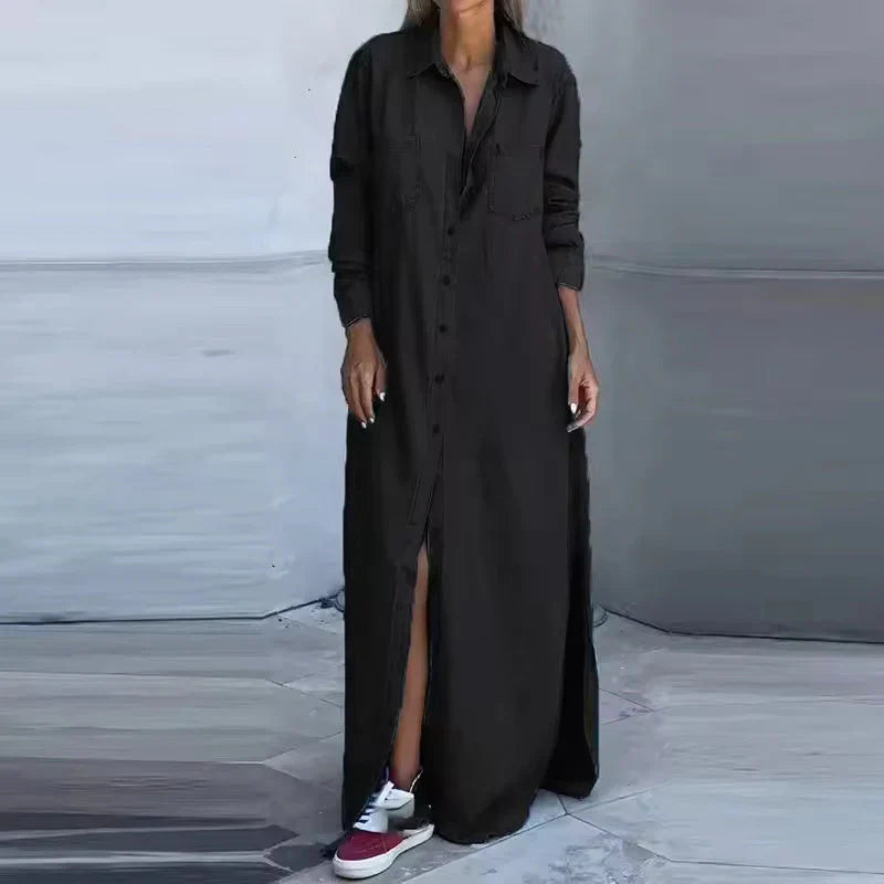 Concetta Elegant Dress Split Denim - main product view