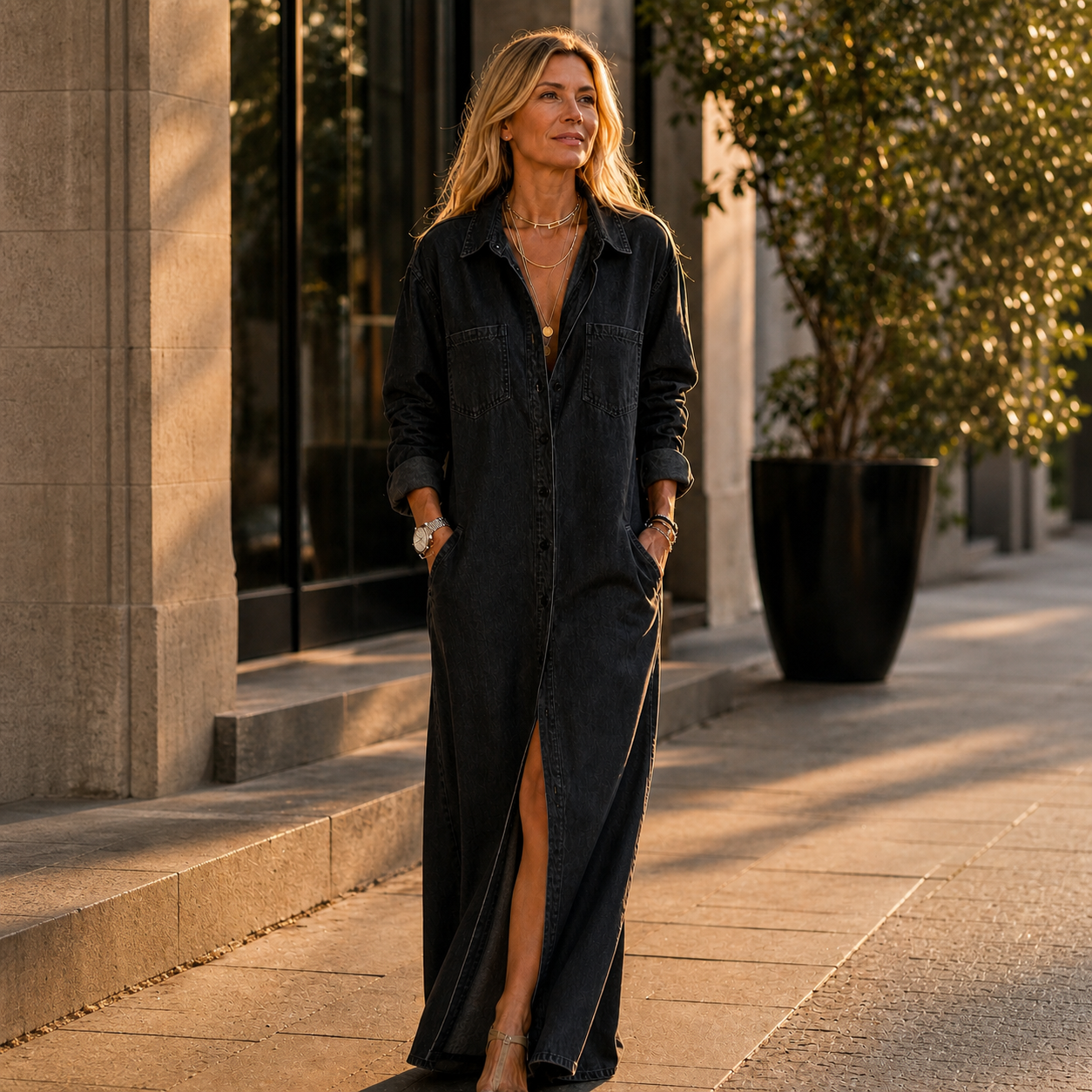 Concetta Iorizzo™ Versatile Split Denim Dress, Day to Night
