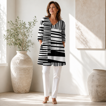 Concetta Matarazzo™ Elegant V-Neck Longline Blouse for Easy Everyday Style