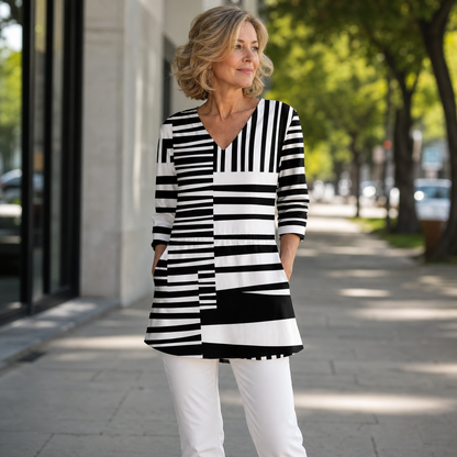Concetta Matarazzo™ Elegant V-Neck Longline Blouse for Easy Everyday Style
