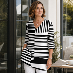 Concetta Matarazzo™ Elegant V-Neck Longline Blouse for Easy Everyday Style