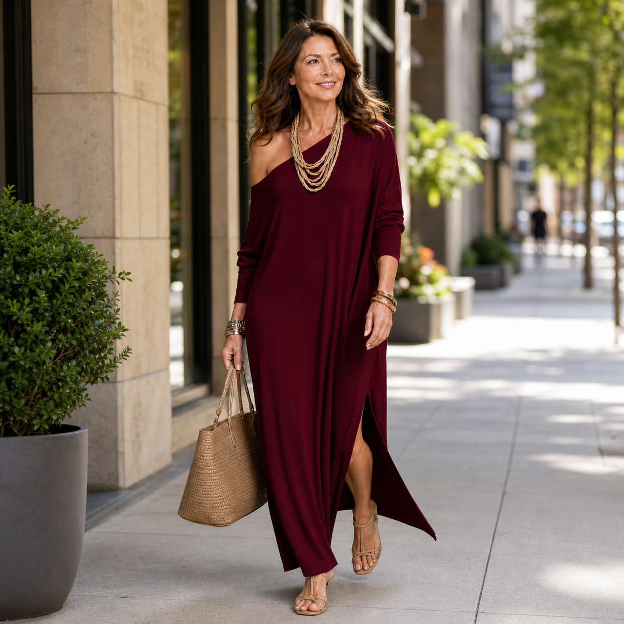 Concetta Osculati™ Off Shoulder Split Dress for Effortless Elegance